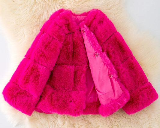 Coat-Fuchsia Faux Fur Cozy-Amy