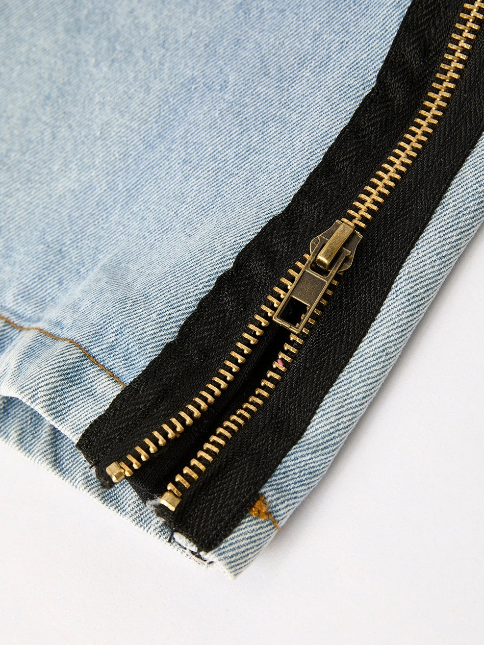 Pants Set-Side Zipper Striped Denim Set (Pre-Order)