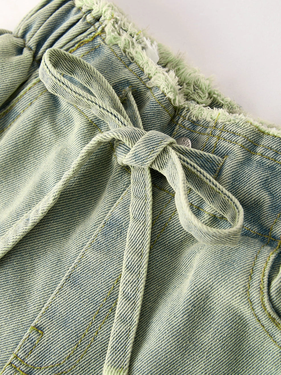 Pants Set-Nostalgic Tassel Edge Girls Denim Set (Pre-Order)