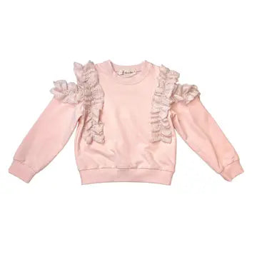 Pants Set-Open Shoulder Lace Trim Top + Pants