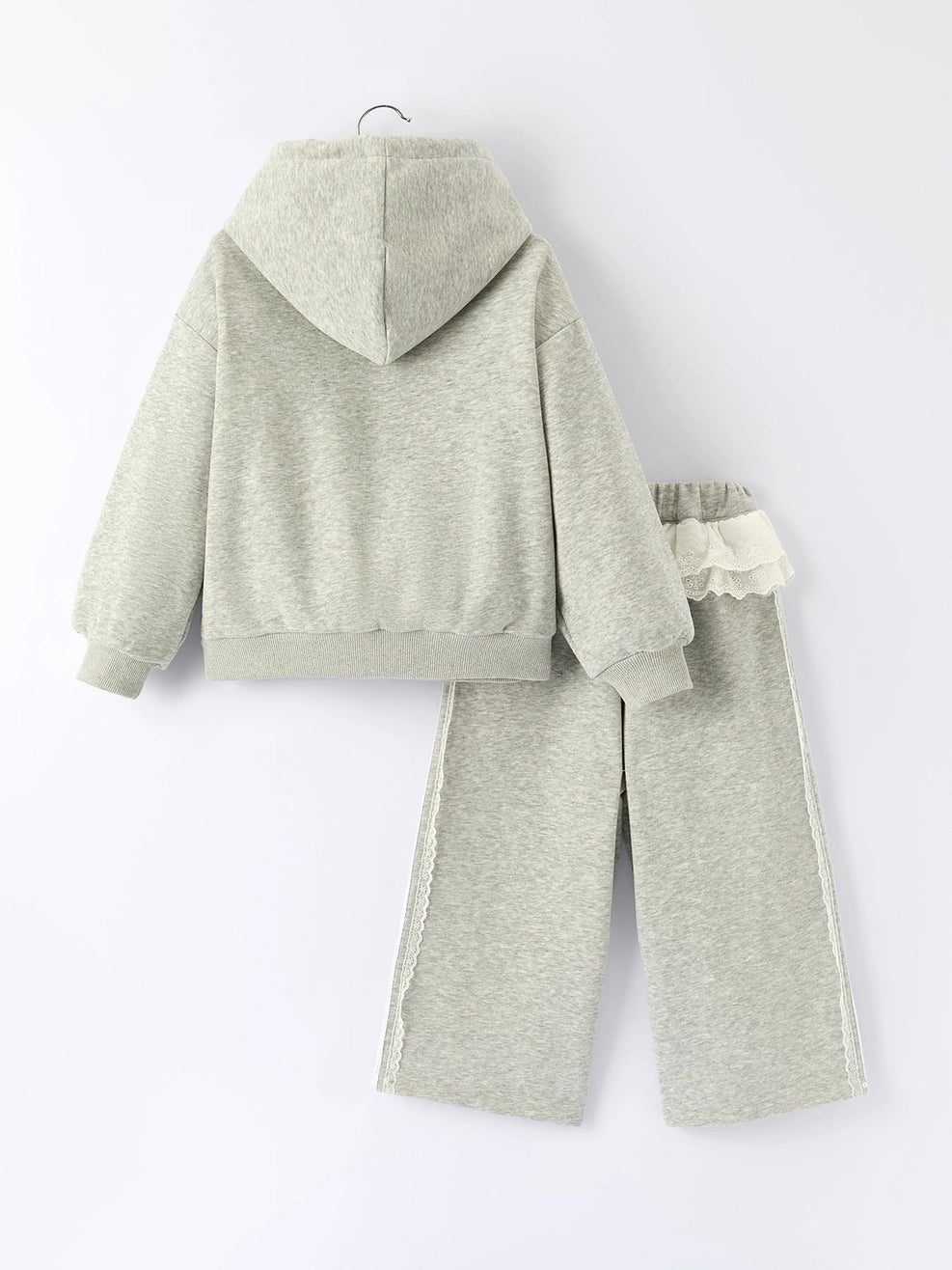 Pants Set-Girls Hoodie with Dog Applique and Lace Trim (Pre-Order)