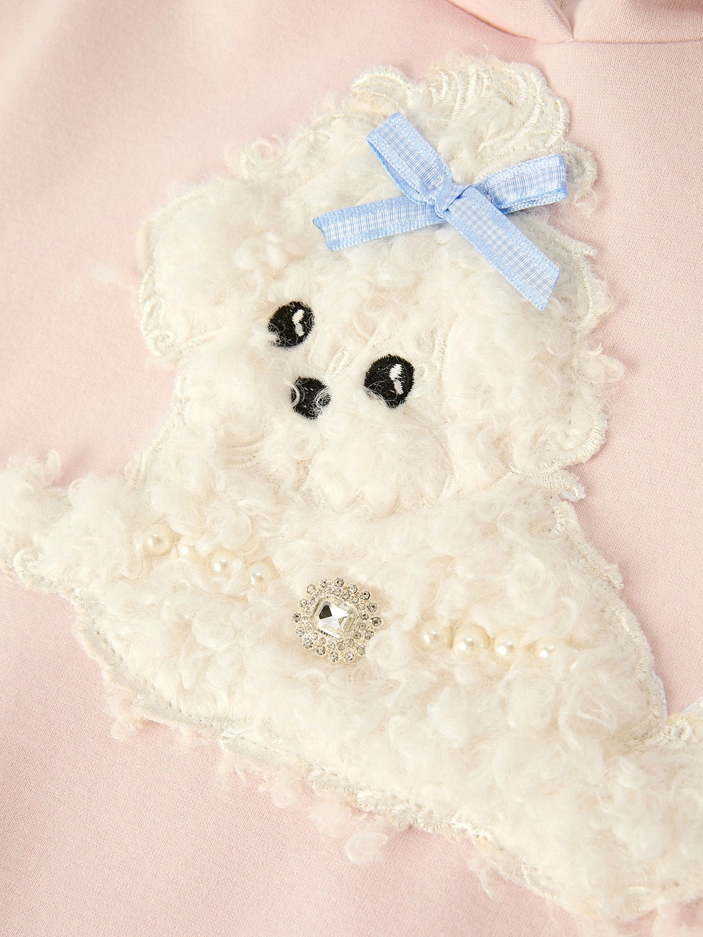 Pants Set-Girls Hoodie with Dog Applique and Lace Trim (Pre-Order)
